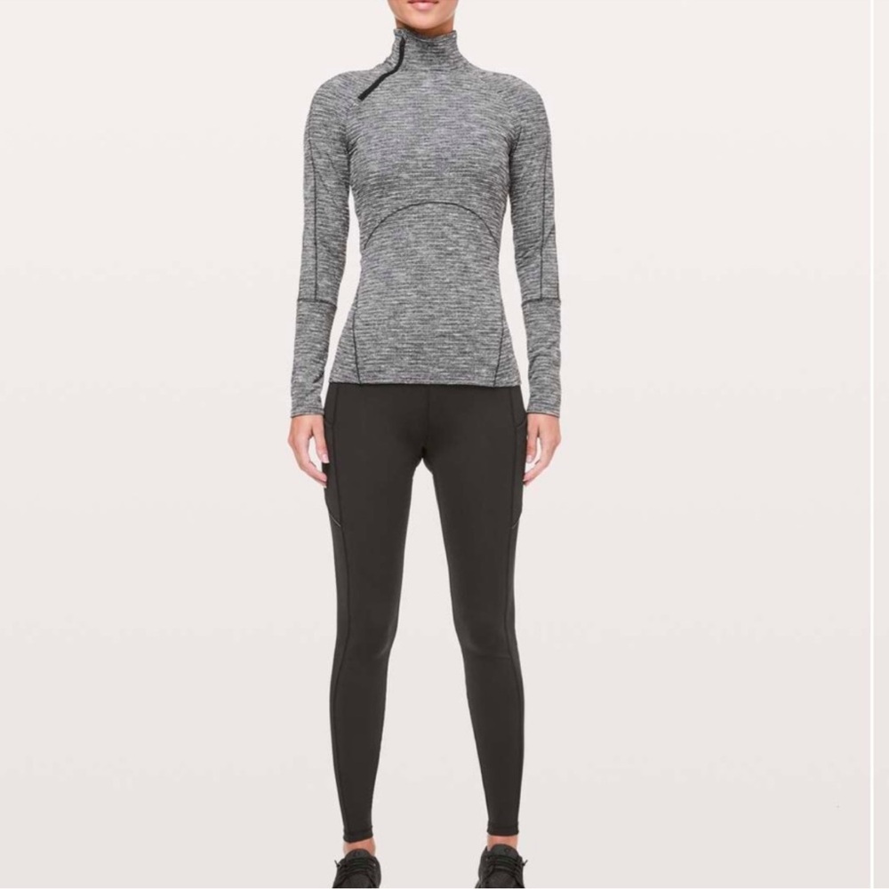 Lululemon Brisk Running 1/2 Zip Coco Pique Black White Size 4
